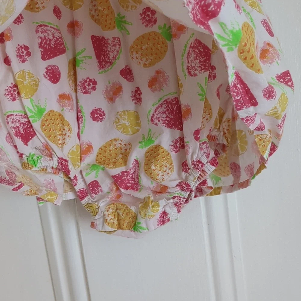3-6M Jillian's Closet Fruit Snap Bottom Ruffle Dress Bubble One Piece Baby
